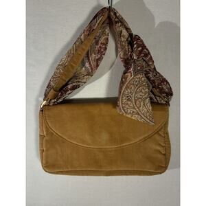 Victoria’s Secret Tan Suede Shoulder Bag with Coordinating ￼Paisley Scarf
